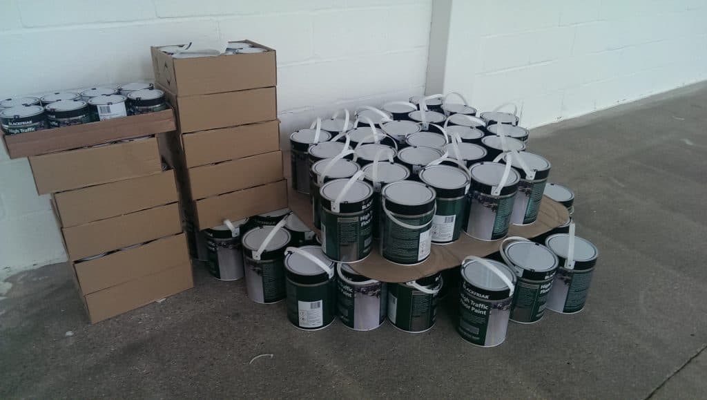 Warehouse floor being painted