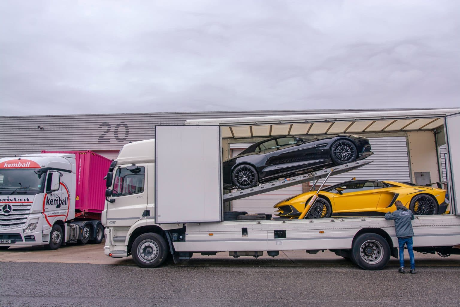 Container being unloaded at ShipMyCar facility