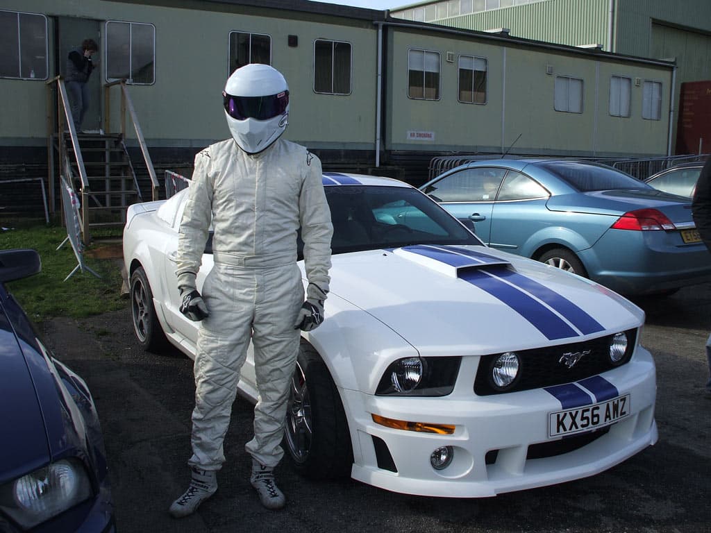 White Roush Mustang on the Top Gear track
