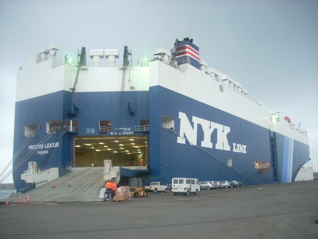 Roll on Roll off (RoRo) car shipping vessel